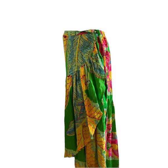 Women's Maxi Skirt Wrap Tropical Ruffles Fairy Boho Wedding Beach Hawaiian Med - Picture 7 of 9